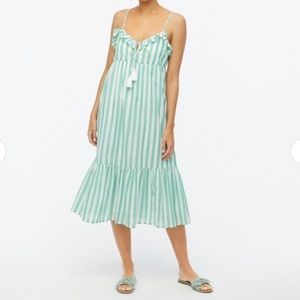 J. Crew green & white striped sun dress - M